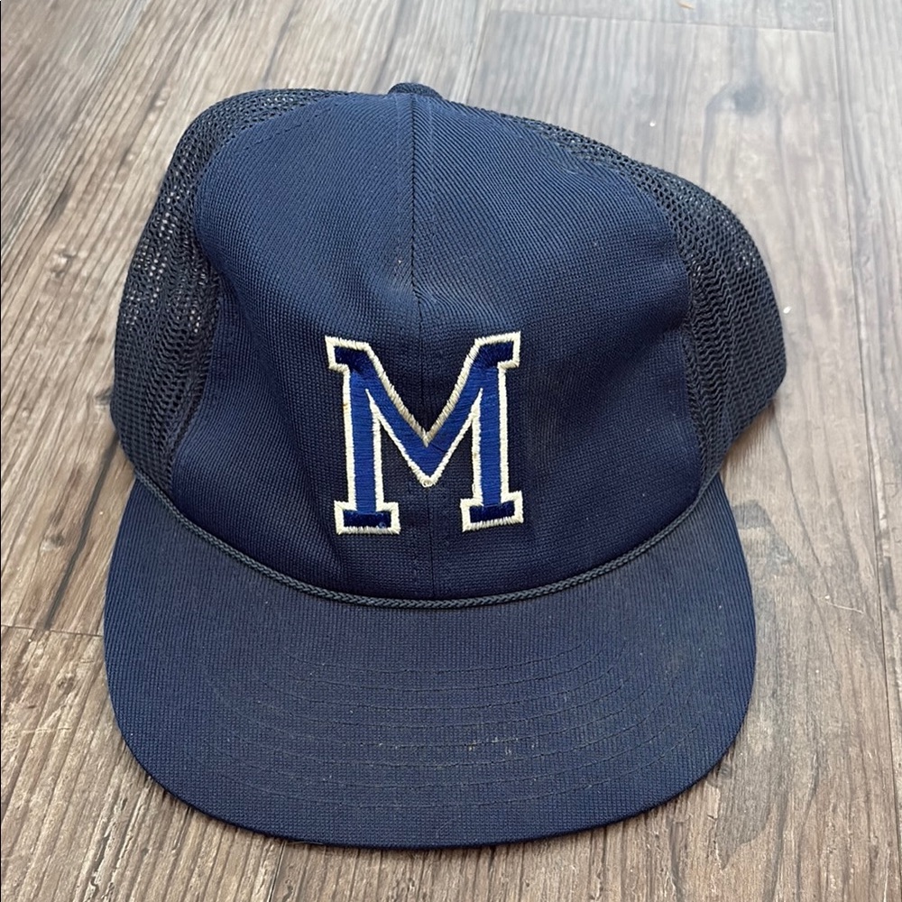 VINTAGE 80S MINOR LEAGUE MANIE GUIDES BASEBALL HAT NVAY BLUE SNAPBACK HAT